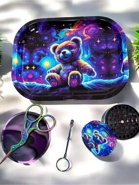 Cosmic Bear Rolling Tray and Accessory Set in Purple & Blue